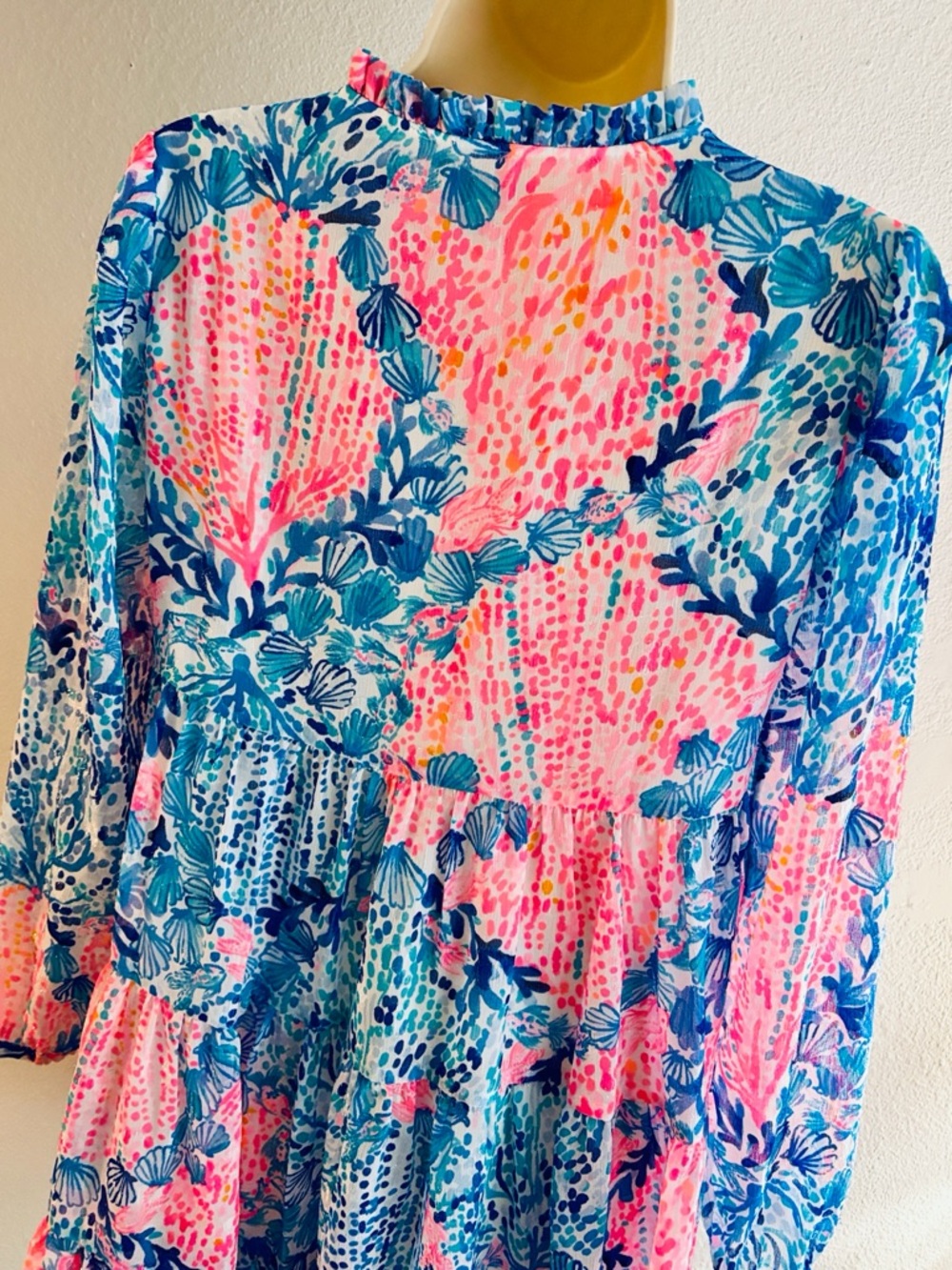 Lilly Pulitzer Sarita Coastal Sway With Me Shimmer Dress 0 babydoll beach - Picture 6 of 12